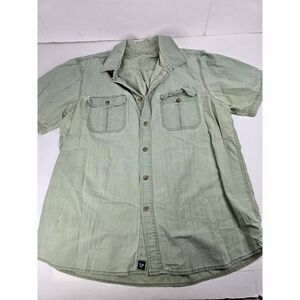 Outdoor Life Men's Size XL Khaki Green Trail Camping Button Ripstop Cotton Shirt